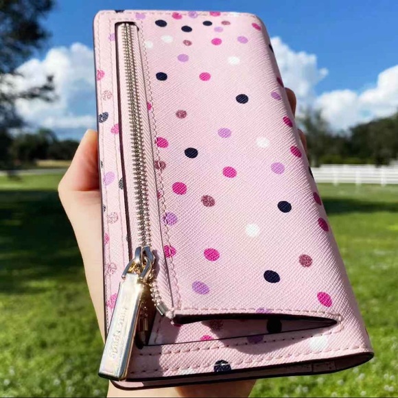NWT Kate Spade Large Bifold Wallet Pink Dot - Picture 7 of 7